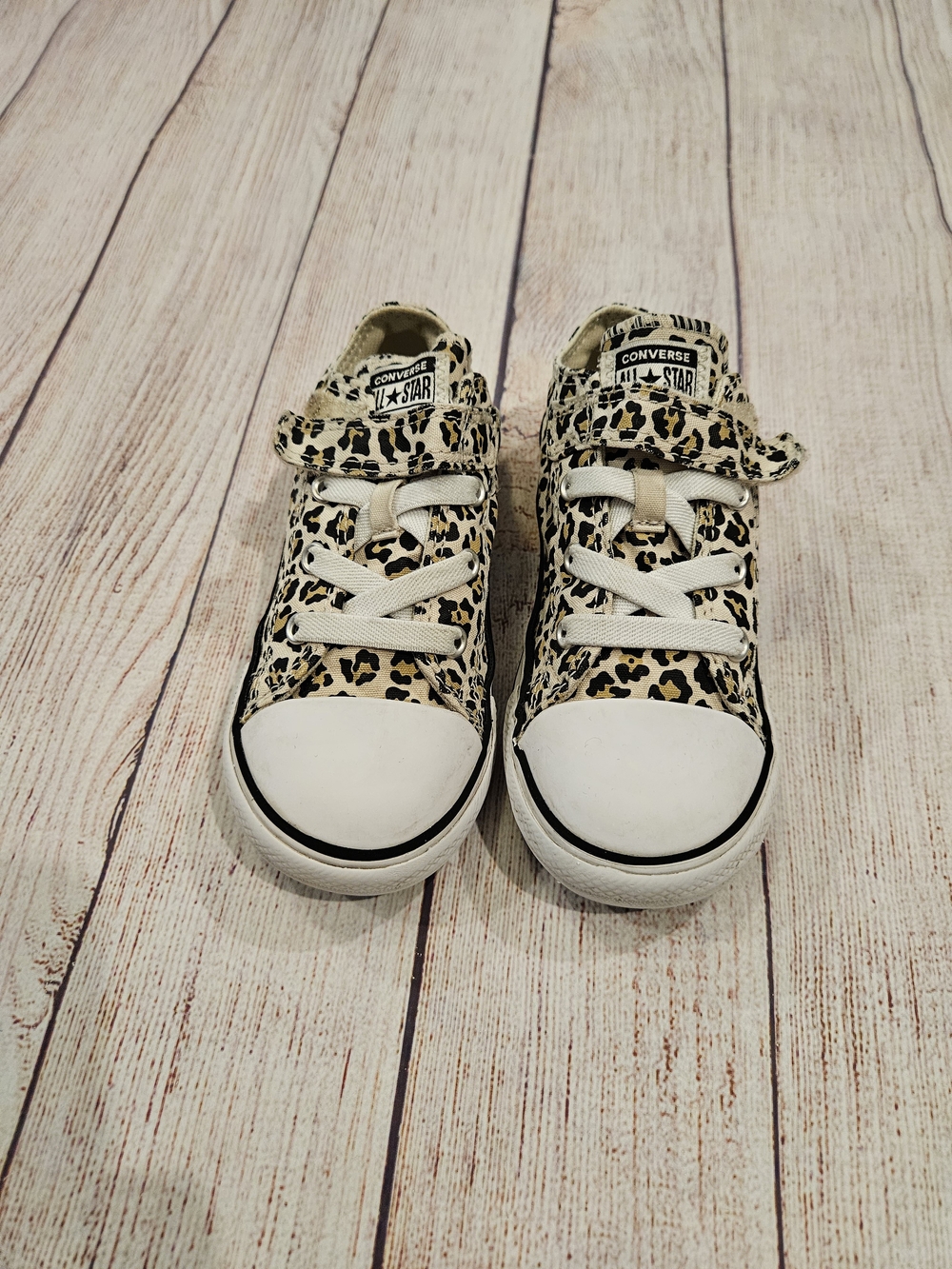 Converse Kids Leopard Print Sneakers - White/Tan/Black